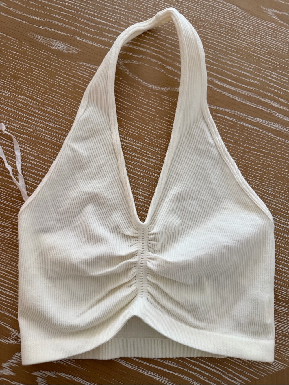 Ribbed Halter Bralette in Cream